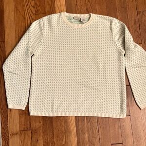 L.L. Bean Women’s Cream and Blue Crewneck Sweater